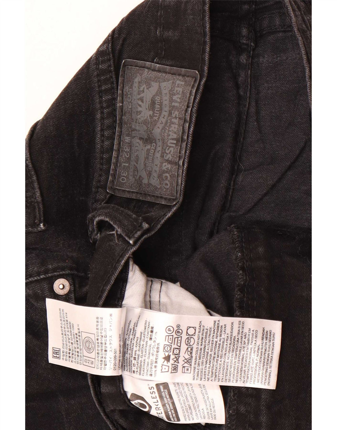 Levi's Herre 502 tilspidsede jeans W32 L27 sort bomuld