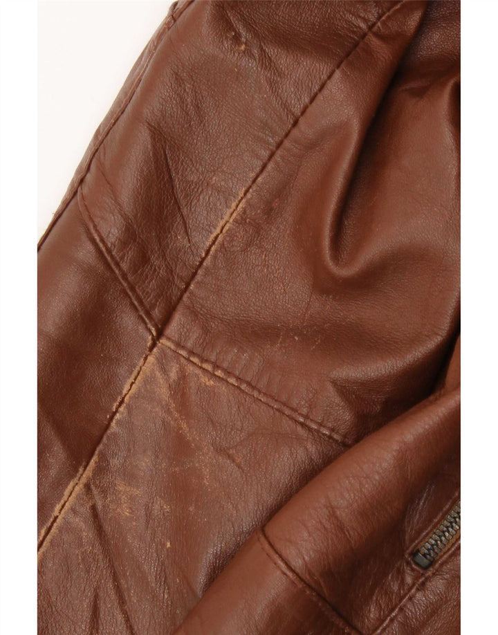 Sasch Læder Biker Jacket UK 14 Stor Brun