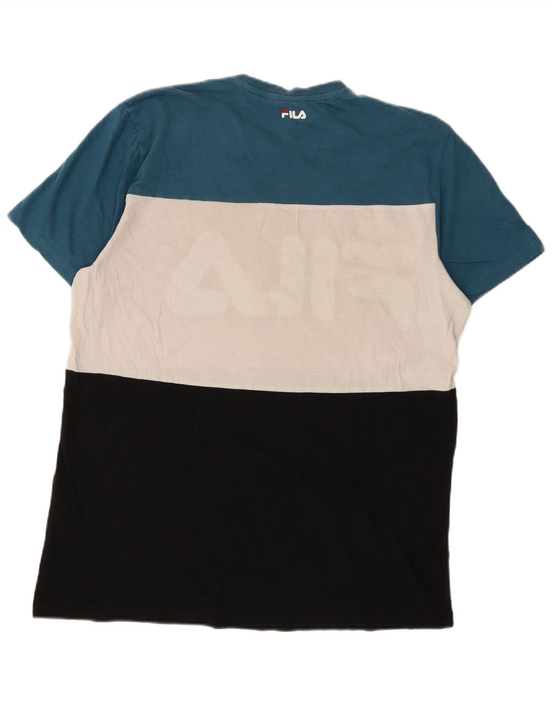 Fila Herre grafisk T-shirt Top Stor flerfarvet Colourblock Bomuld