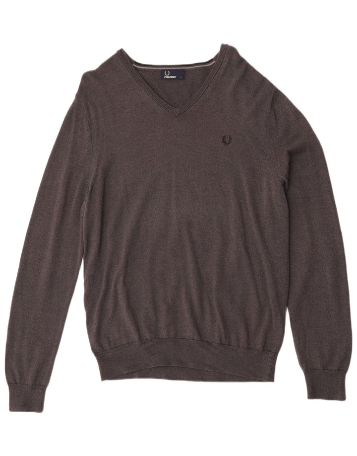 Fred Perry Herre V-hals sweater Stor Grå Merinould
