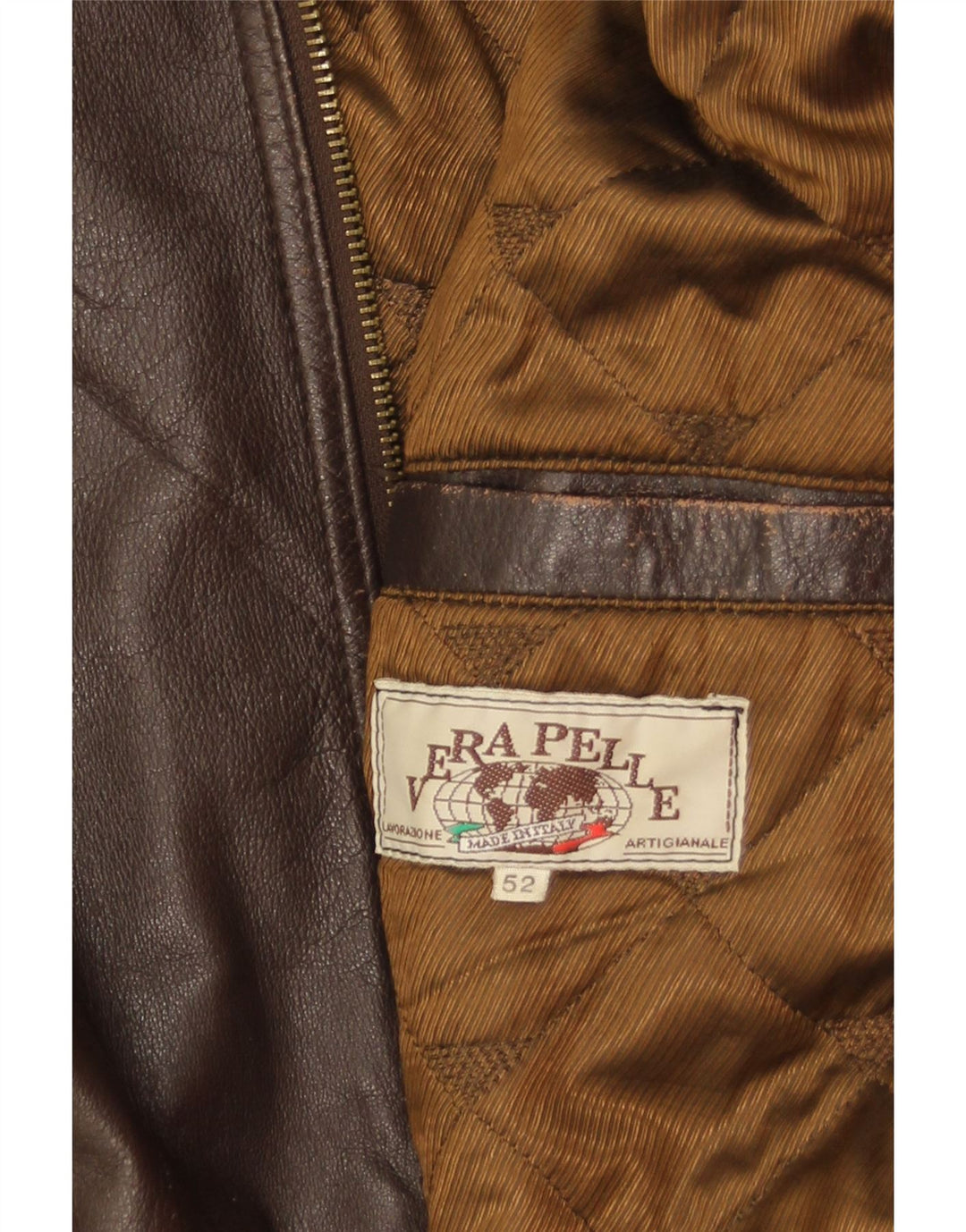 Vintage Herre Military Læderjakke IT 52 XL Brun Læder