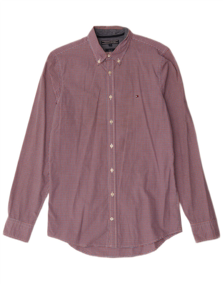 Tommy Hilfiger Herre Slim Fit Skjorte Lille Rød Gingham Bomuld