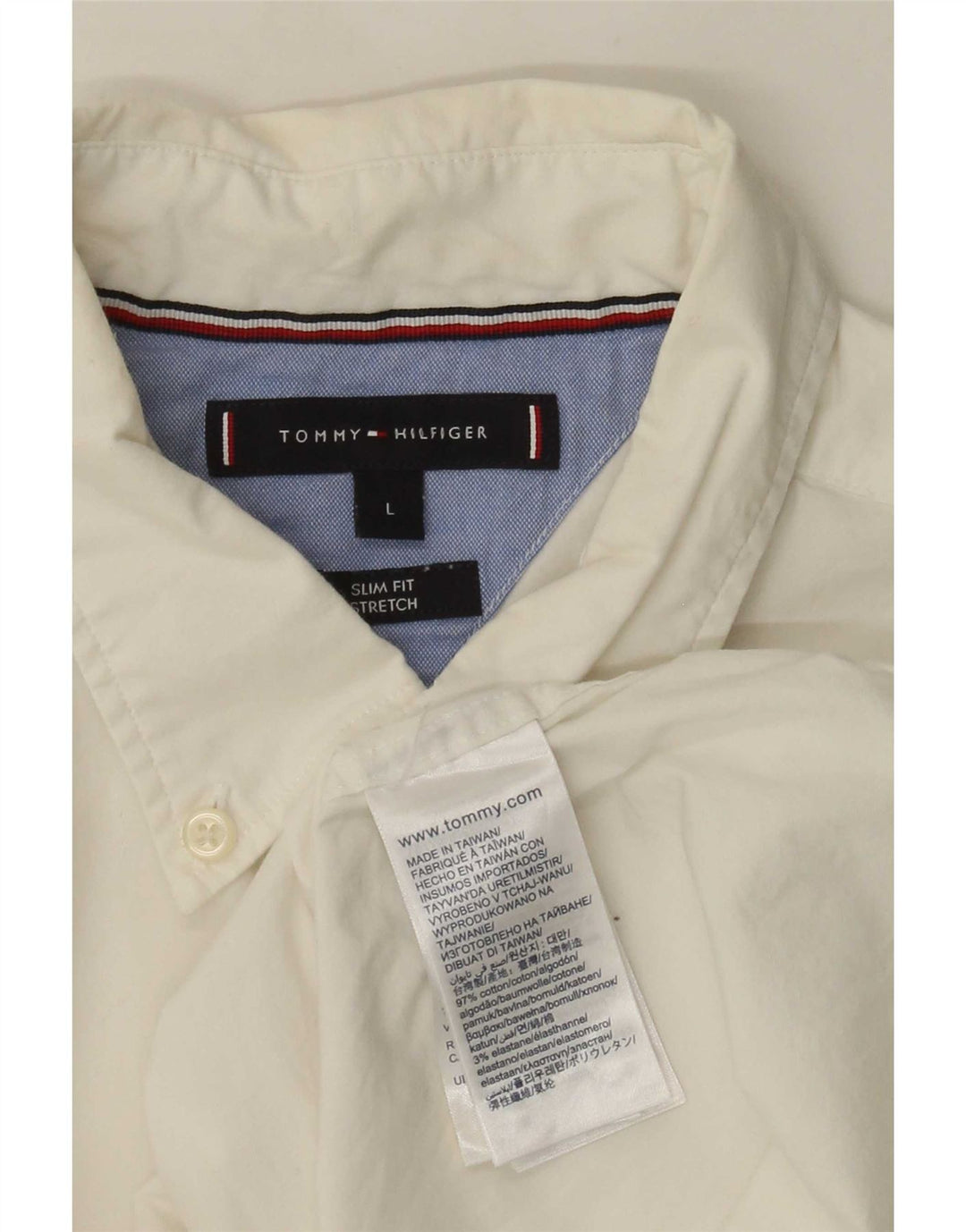 Tommy Hilfiger Herre Slim Fit skjorte Stor hvid bomuld