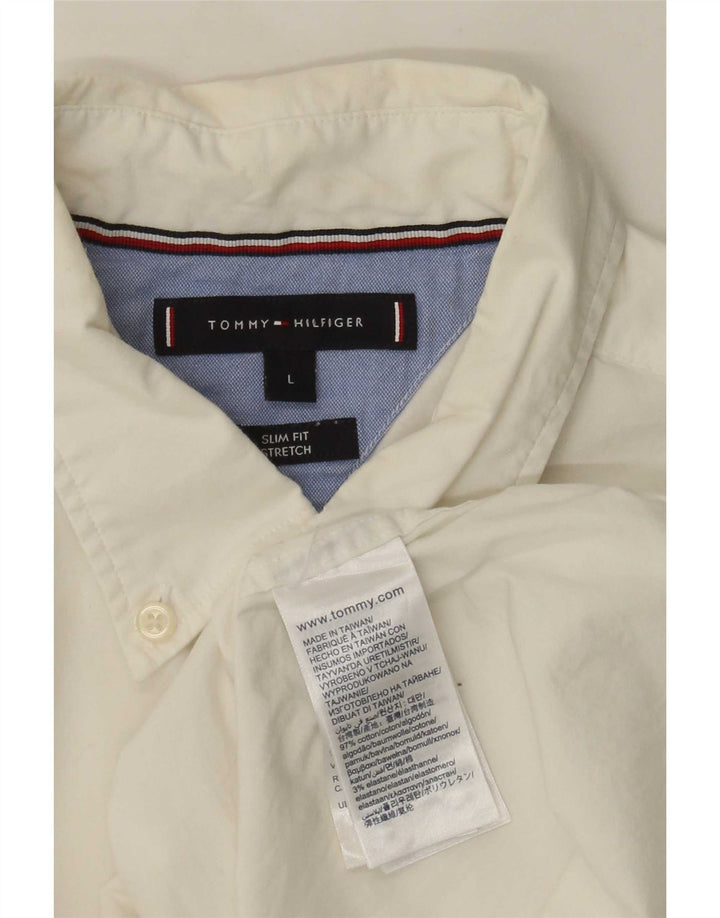 Tommy Hilfiger Herre Slim Fit skjorte Stor hvid bomuld