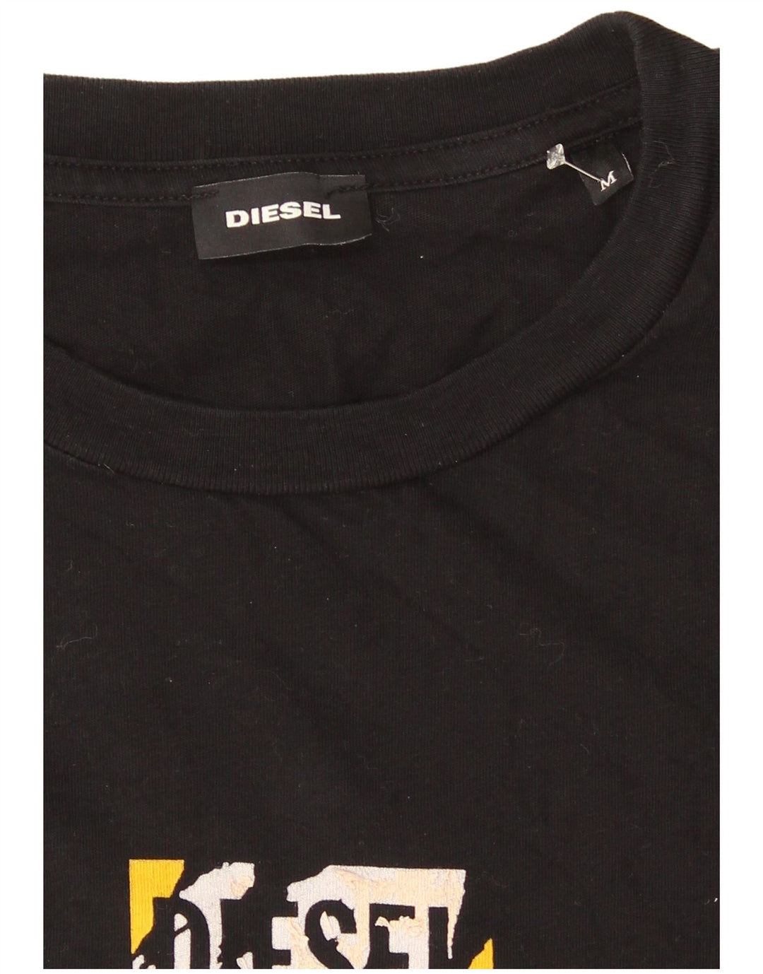 Diesel Herre Grafisk T-Shirt Top Medium Sort