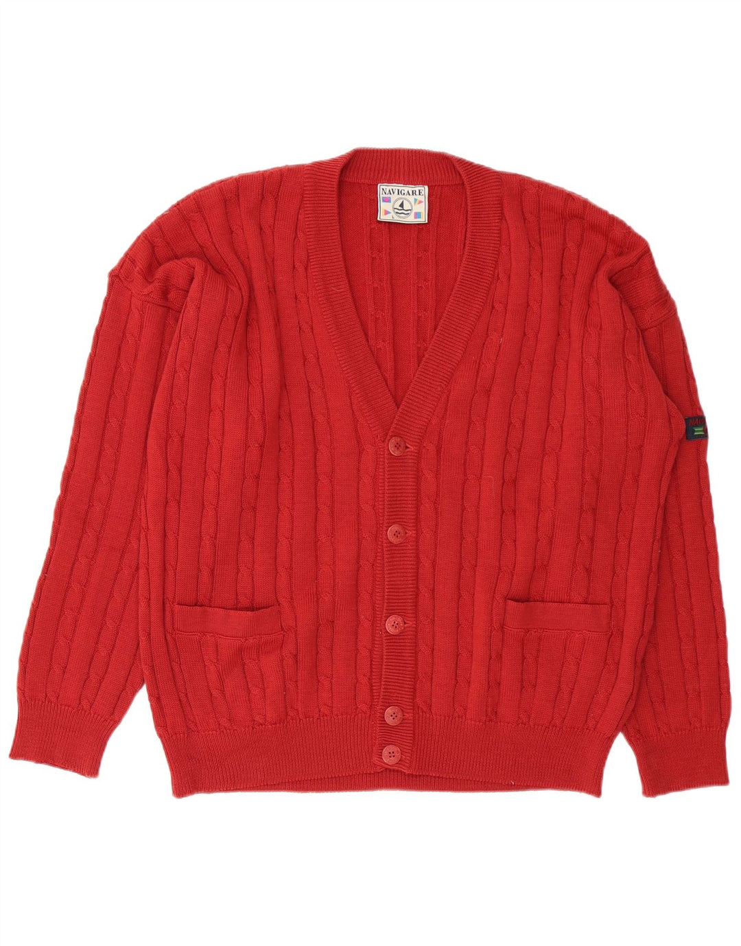 NAVIGARE Cardigan sweater til mænd, stor rød