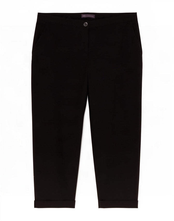 Marks & Spencer Dame Regular Capri Bukser UK 14 Large W34 L24 Sort