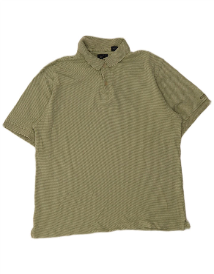 Izod Polo Shirt til mænd Medium Grøn nålestribet bomuld