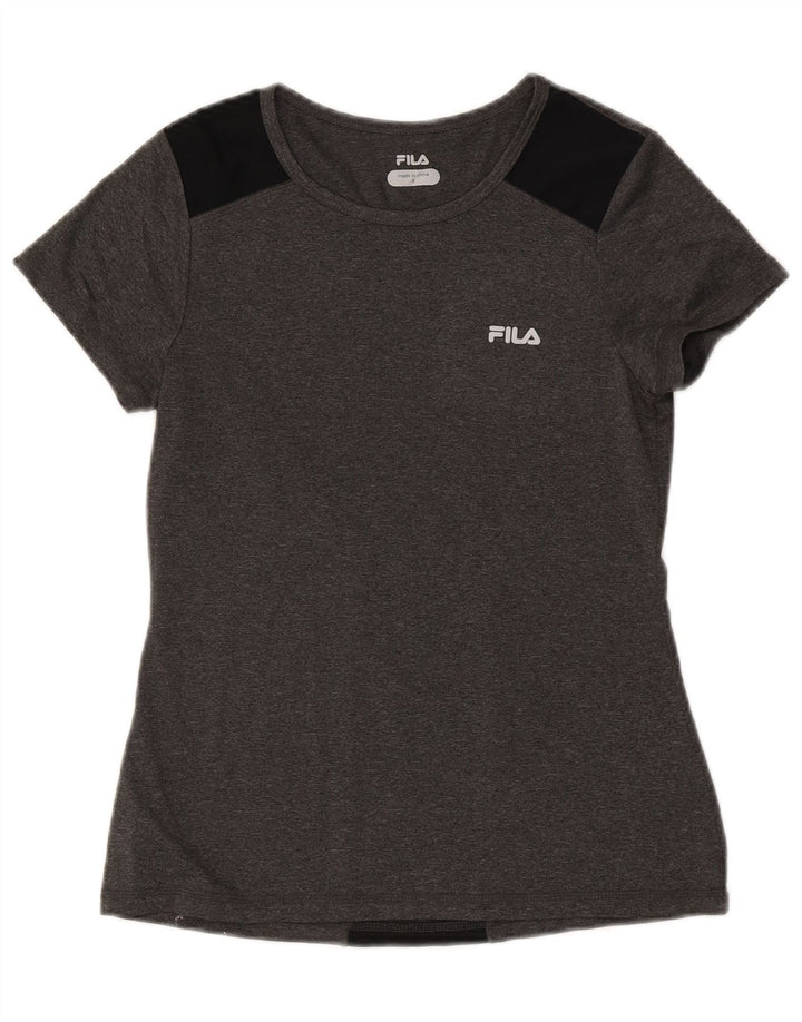 Fila Dame T-Shirt Top UK 8 Small Grå Colourblock Polyester
