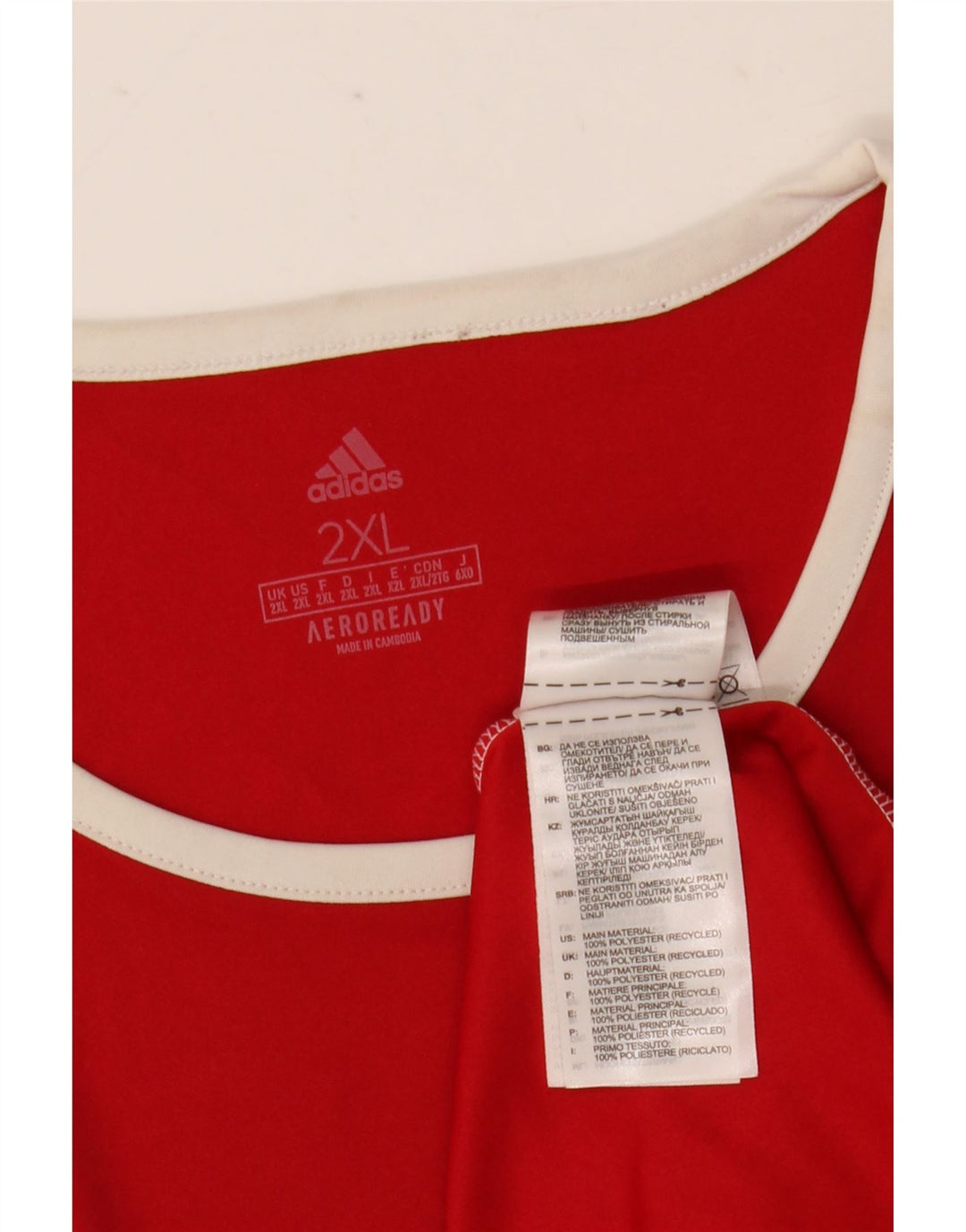 Adidas Herre Aeroready T-Shirt Top 2XL Rød Colourblock Polyester