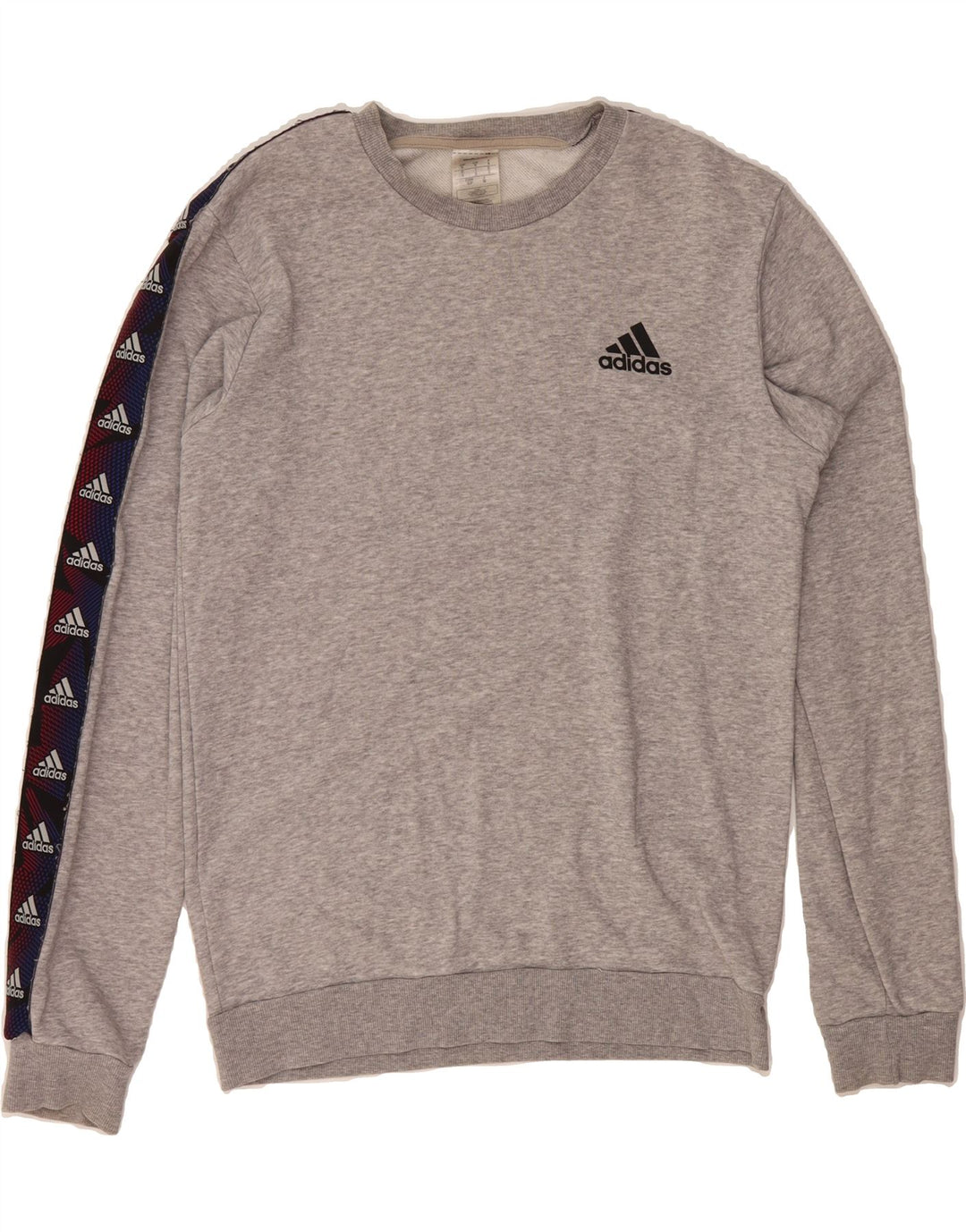 ADIDAS Mens Graphic Sweatshirt Jumper Small Grey Colourblock Cotton Vintage Adidas and Second-Hand Adidas from Messina Hembry 