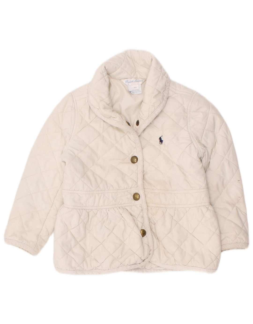 Ralph Lauren Babypiger Quiltet jakke 18-24 måneder Hvid Polyester