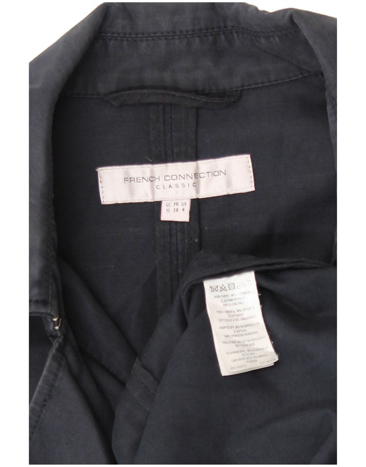 French Connection Dame Trench Coat UK 10 Small Navy Blue Cotton