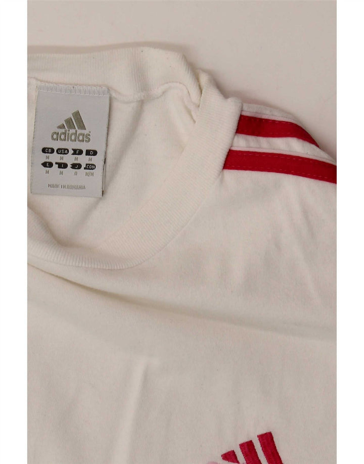 Adidas Dame T-Shirt Top UK 12 Medium Hvid Bomuld