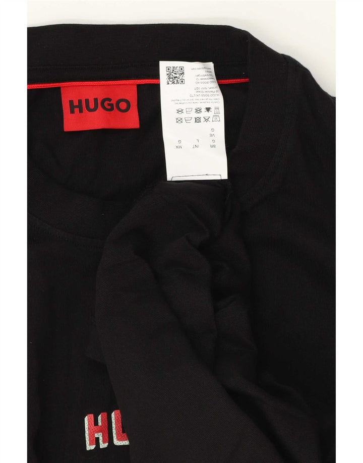 Hugo Boss Herre grafisk T-shirt Top Stor sort bomuld