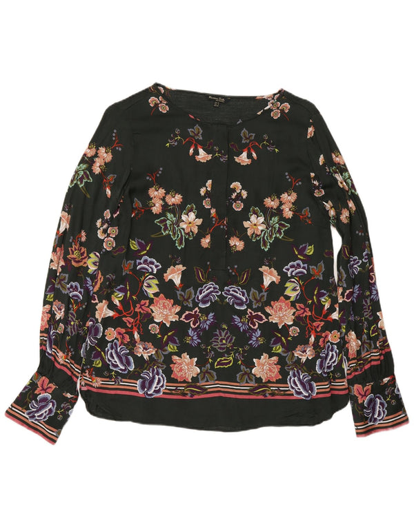 Massimo Dutti Dame Langærmet Bluse Top EU 40 Medium Green Floral