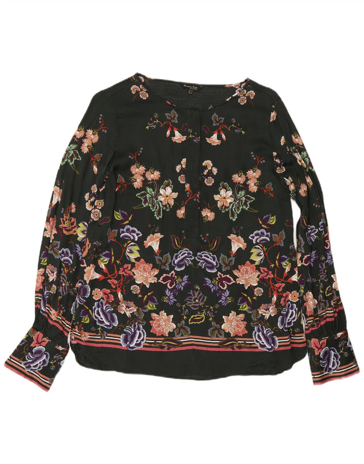 Massimo Dutti Dame Langærmet Bluse Top EU 40 Medium Green Floral
