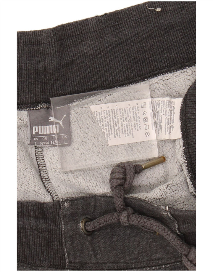 PUMA Mens Graphic Tracksuit Trousers Joggers Large  Grey Cotton