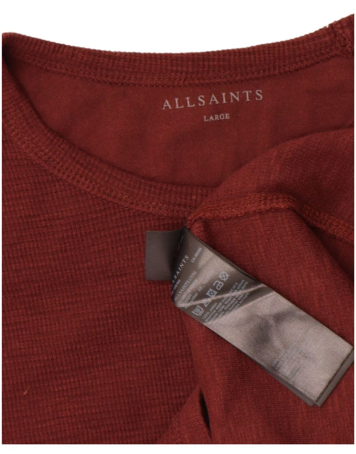 All Saints Herre Top Langærmet Stor Maroon Bomuld