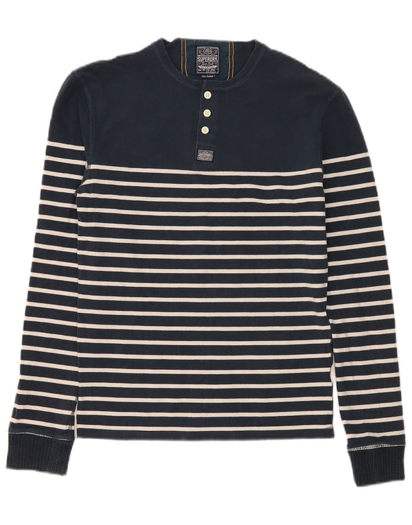 Superdry Regular Top Langærmet Medium Navyblå stribet bomuld