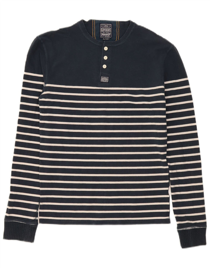Superdry Regular Top Langærmet Medium Navyblå stribet bomuld