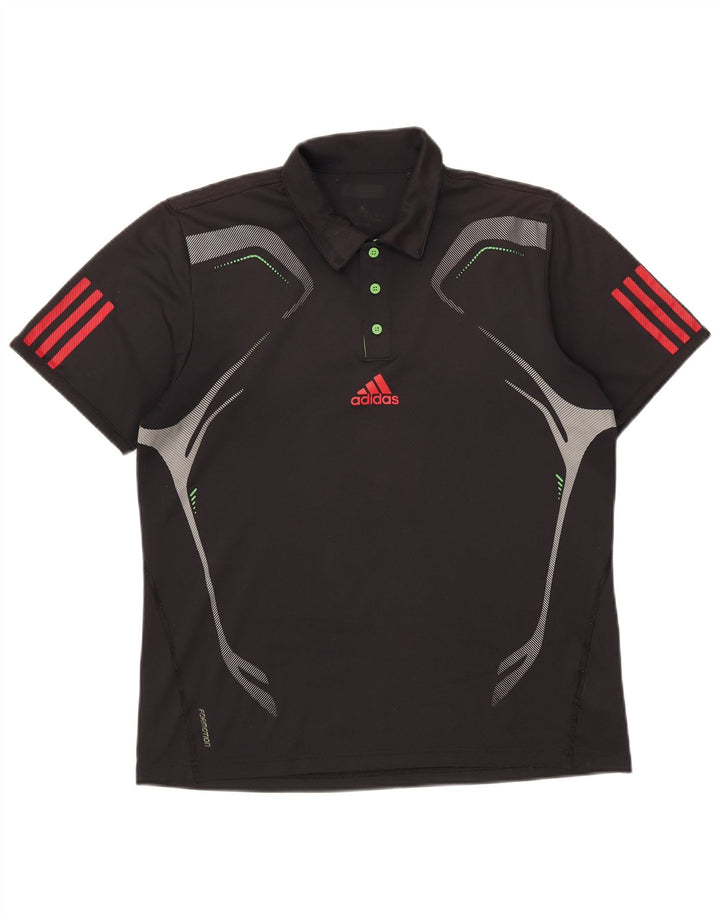 Adidas Polo Shirt til mænd Large Black Colourblock Polyester