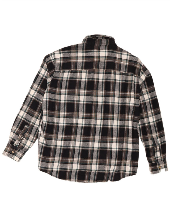 Vintage flannelskjorte til mænd, stor sort ternet bomuld