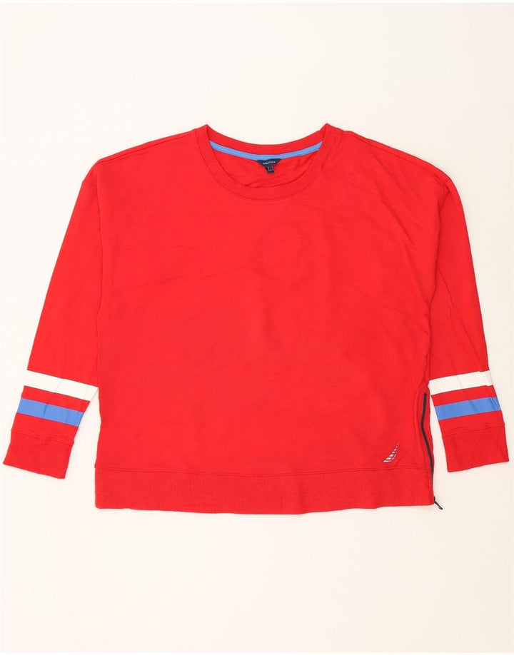 NAUTICA Womens Sweatshirt Jumper UK 16 Large Red Cotton Vintage Nautica and Second-Hand Nautica from Messina Hembry 
