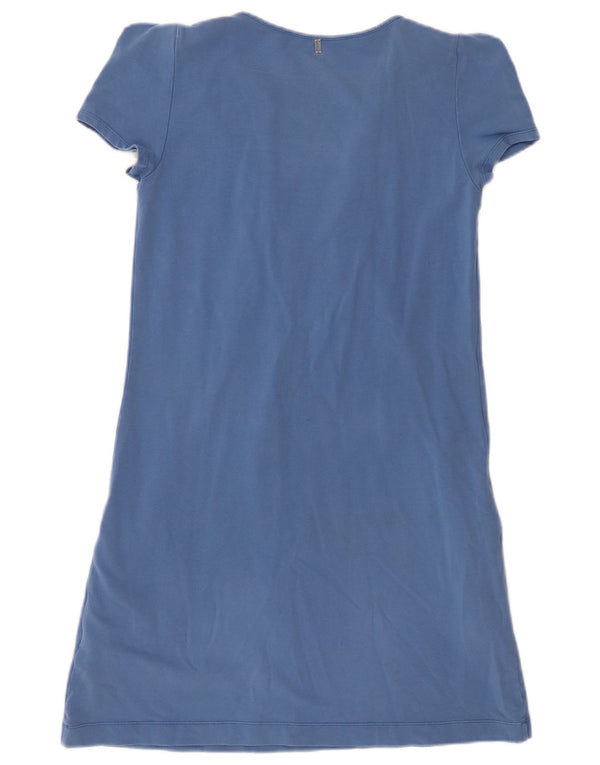 Sportmax Dame T-Shirt Kjole UK 12 Medium Blue Cotton