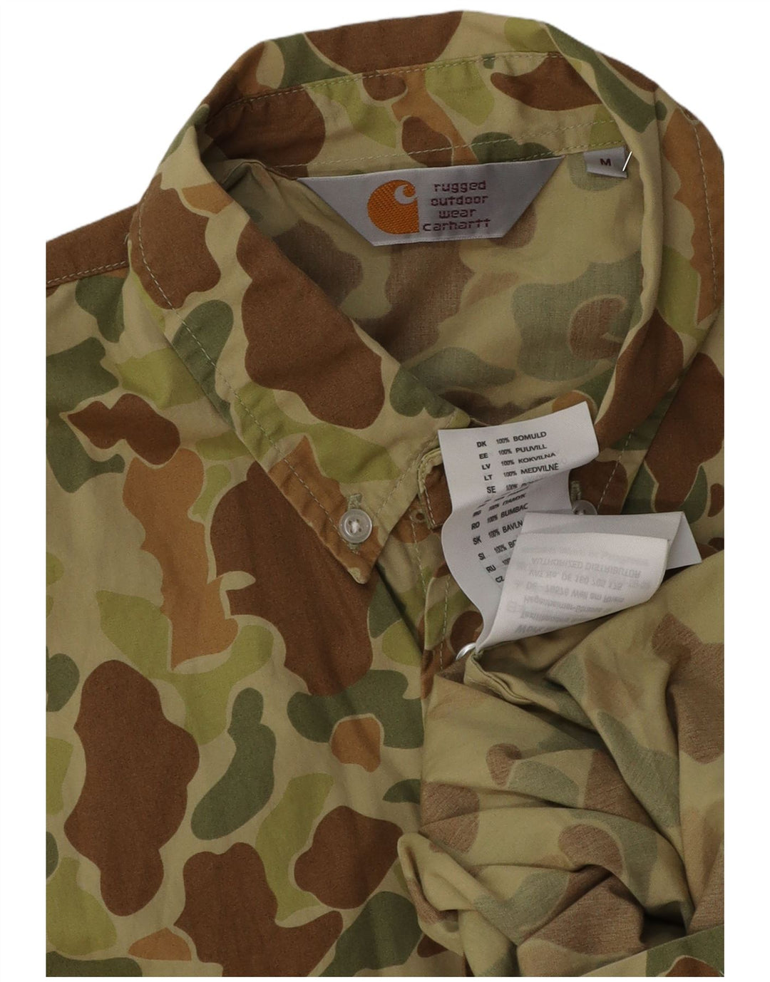 Carhartt Kortærmet Herreskjorte Medium Khaki Camouflage Bomuld