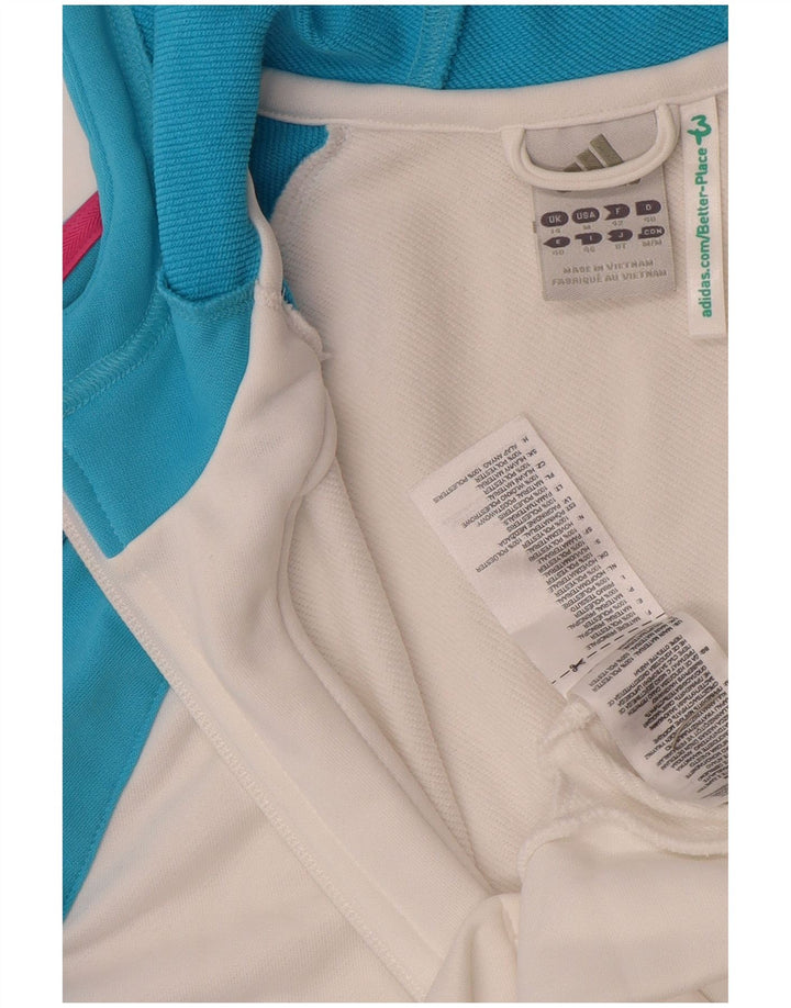 Adidas Dame Hættetrøje Sweater UK 14 Medium White Colourblock Polyester