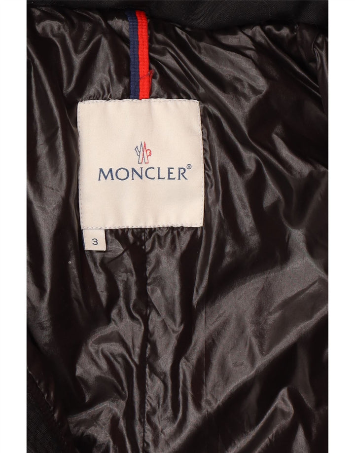 MONCLER Dame Hætte Polstret Jakke Størrelse 3 Stor Sort Polyester