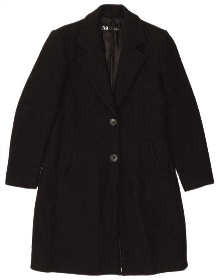 Zara Dame Overfrakke UK 10 Lille Sort