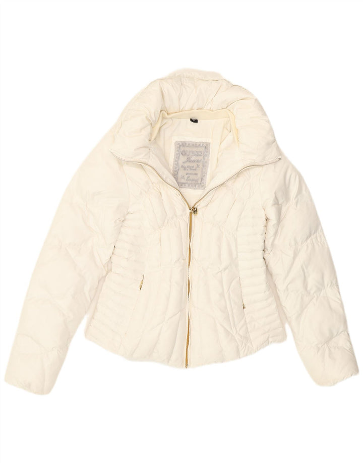Guess Womens Oversized Polstret Jakke UK 6 XS Hvid Polyester