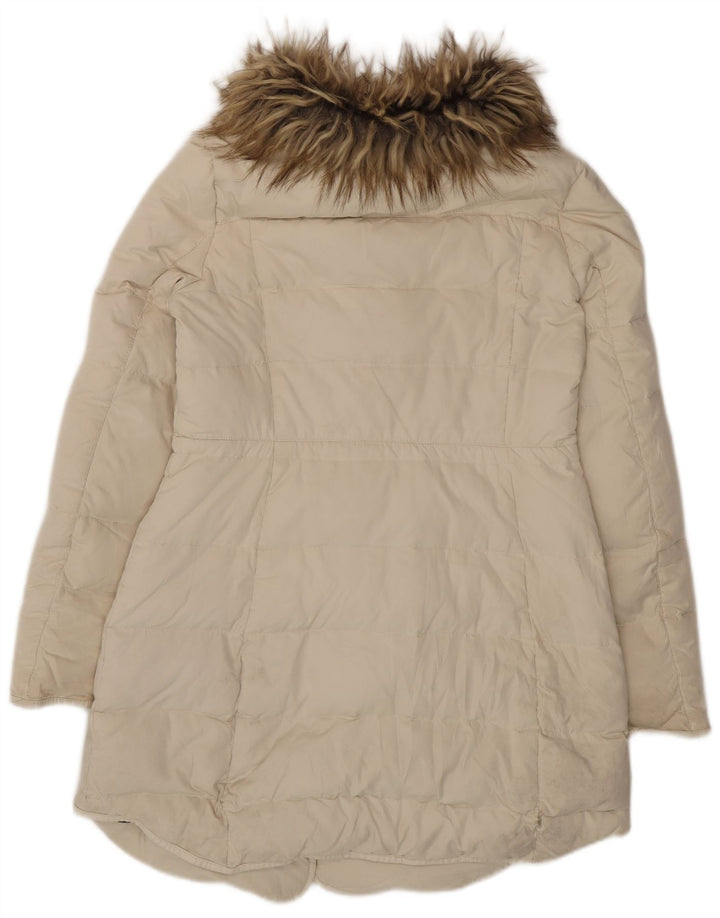 Zara Womens Polstret Frakke UK 14 Large Off White Polyester