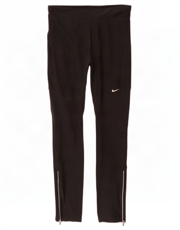 Nike Womens Dri Fit Leggings UK 12 Medium Black Polyester