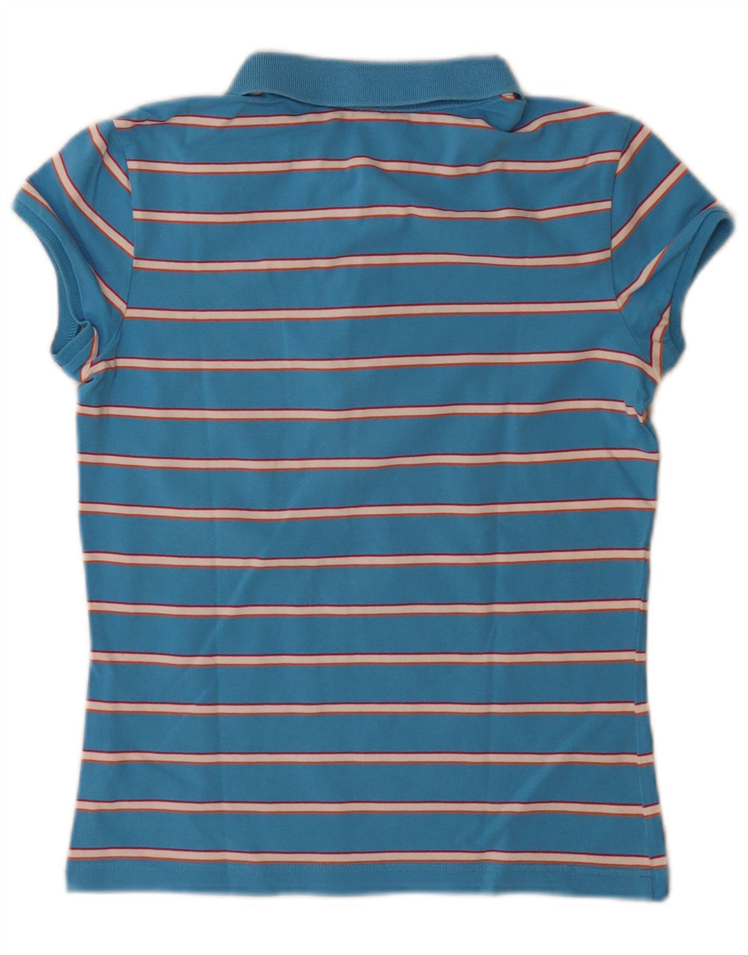 Adidas Dame Polo Shirt UK 12 Mellem blå stribet bomuld