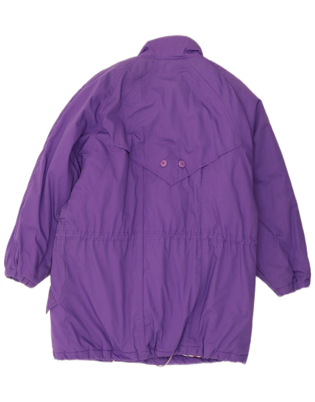 Vintage polstret frakke til kvinder UK 18 XL lilla polyester