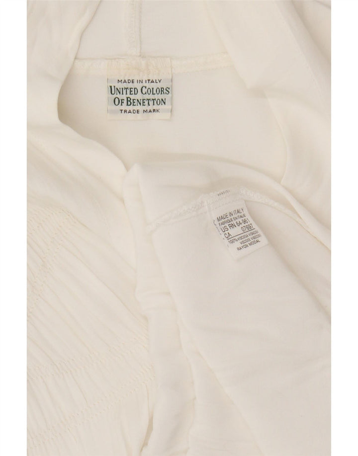 Benetton Dame Langærmet Bluse UK 14 Medium White Viscose
