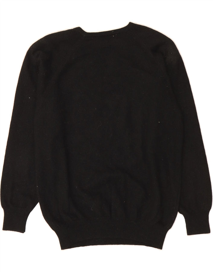 VINTAGE Womens Crew Neck Jumper Sweater UK 14 Medium Black Lambswool Vintage Vintage and Second-Hand Vintage from Messina Hembry 