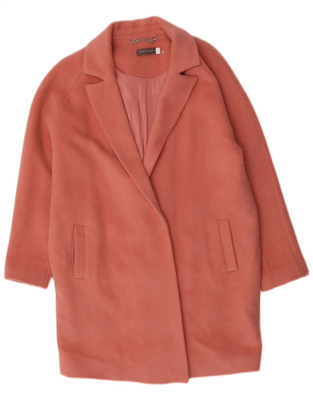 MINT FLØJL Dame Oversized åben overfrakke UK 14 Large Pink Wool