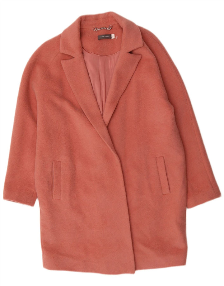 MINT FLØJL Dame Oversized åben overfrakke UK 14 Large Pink Wool