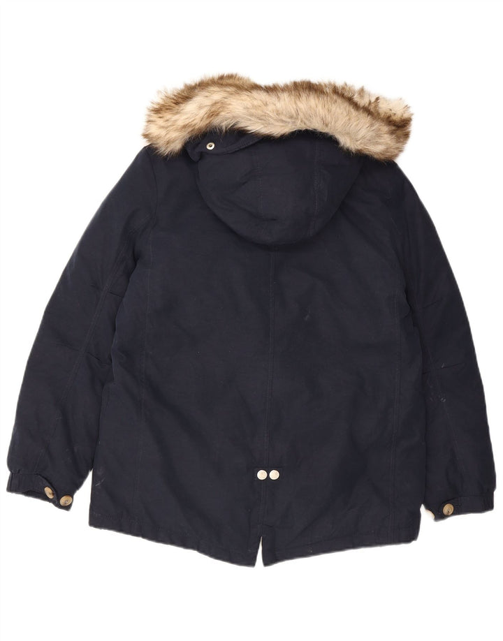 Massimo Dutti Pige Hættejakke Parka 11-12 År Marineblå