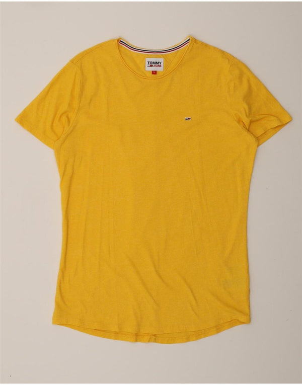 TOMMY HILFIGER T-shirt top til kvinder UK 14 Medium gul bomuld