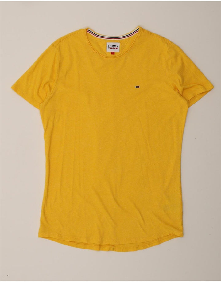 TOMMY HILFIGER T-shirt top til kvinder UK 14 Medium gul bomuld