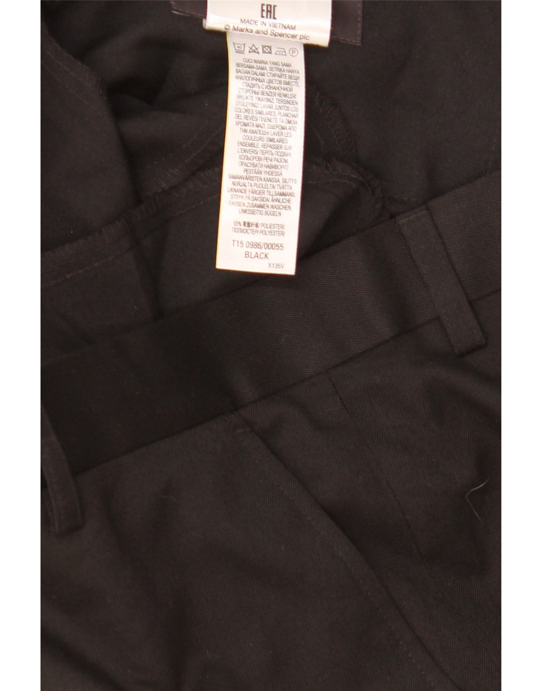 Marks & Spencer Herre Regular Suit Bukser W36 L25 Sort Polyester