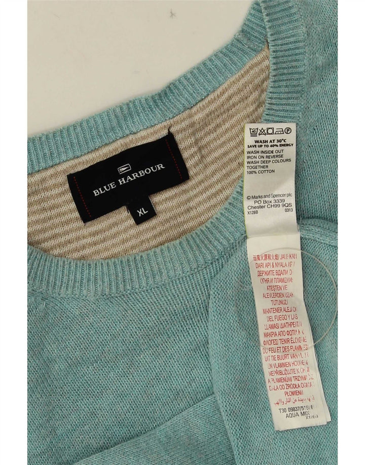 Marks & Spencer Herre Blue Harbor trøjetrøje med rund hals XL blå bomuld