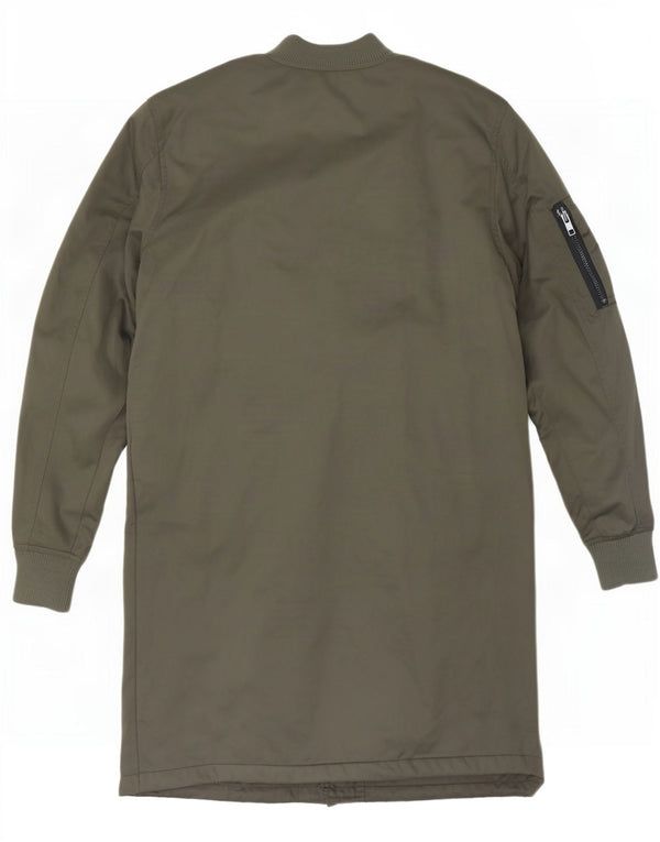 Zara Herre Overfrakke UK 36 Small Khaki Polyester