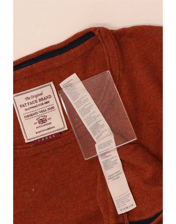 Fedt ansigt herre rund hals sweater stor brun bomuld