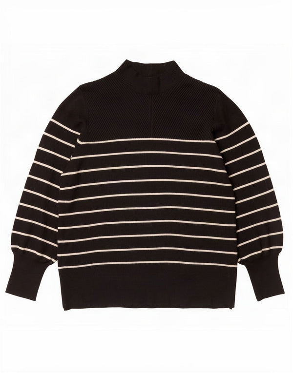 Marks & Spencer Dame Turtle Neck Jumper Sweater UK 18 XL Sort Stribet